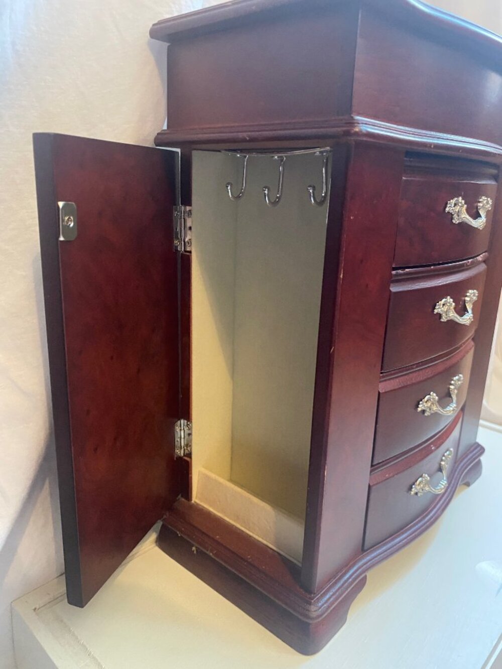Vintage Croft & Barrow Wooden Jewelry Armoire JX2502 Mirror 4 Drawers - Picture 7 of 10